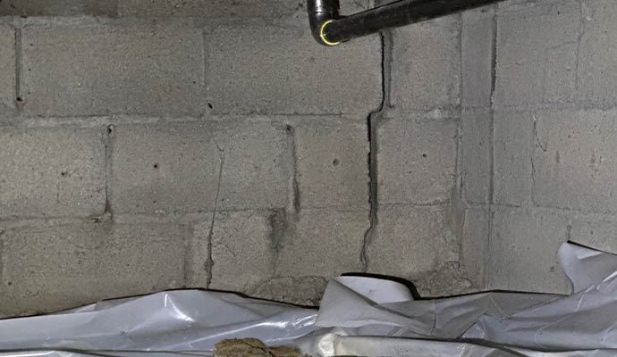 Basement foundation wall crack repair