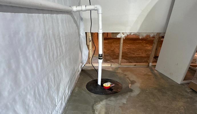 Basement sump pump system installation