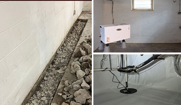 Basement Waterproofing Sump Pump and Dehumidifier Installation