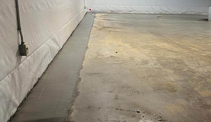 Drainage system created at the basement floor