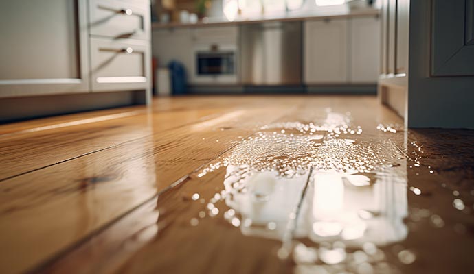 Kitchen floor water damage