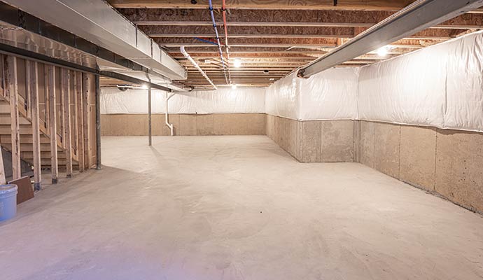 Waterproofed basement