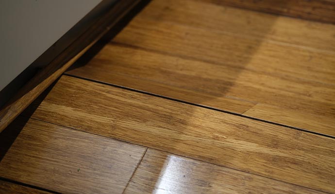 Close-up view of a sagging floor