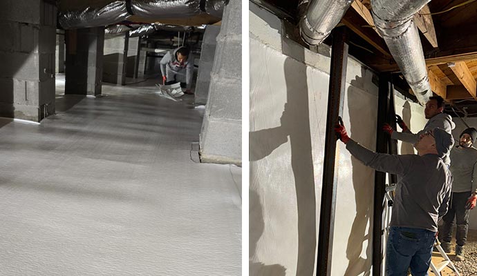 Collage of crawl space and foundation repair service