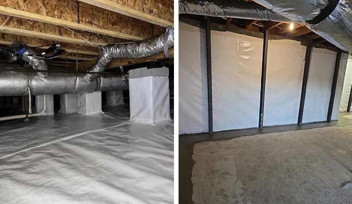 Collage of crawlspace and foundation