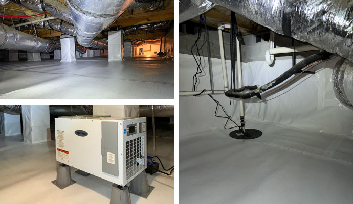 Collage of encapsulation, dehumidification, and waterproofing