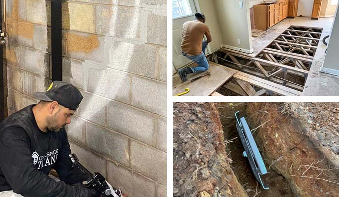 Collage of foundation repair services