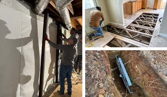 Collage of foundation repair services