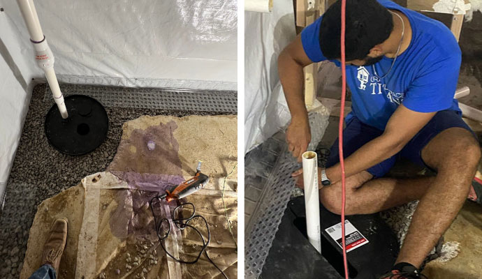 Collage of sump pump installation and repair services