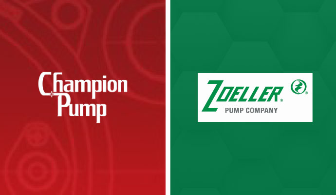 Collage of Zoeller and Champion pumps logos