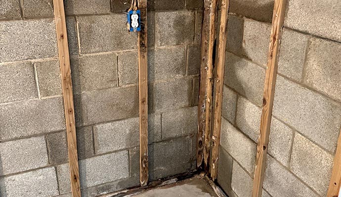 Concrete wall leaking water