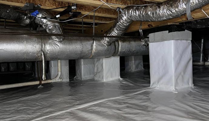 Crawl space encapsulation vapor barrier