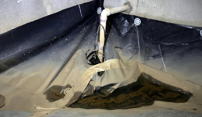 Crawl space vapor barrier water issue
