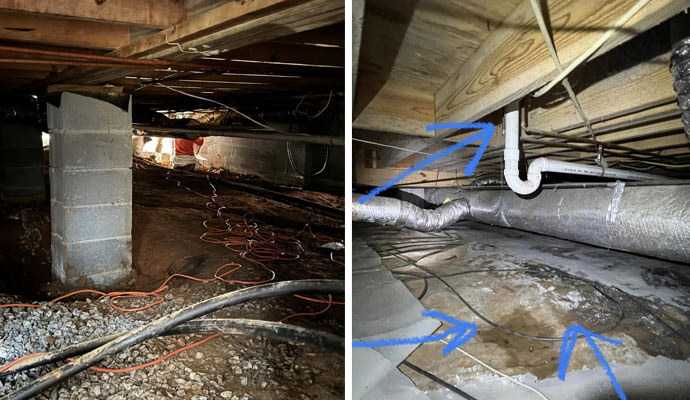 Collage of common crawl space problems