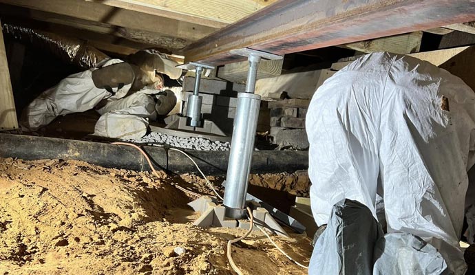 Expert crawl space jacking services by Crawlspace Titans
