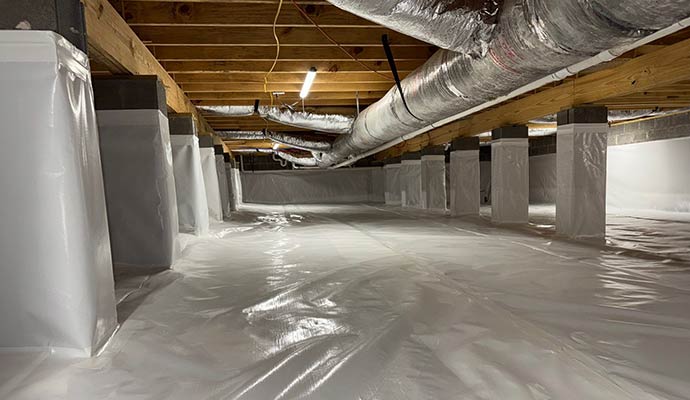 Vapor barrier in a crawl space