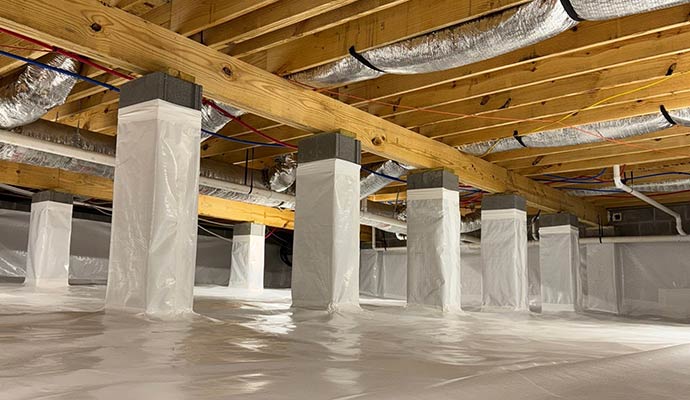 Vapor barrier installed in the crawl space