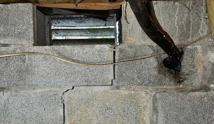 Crawl space foundation wall crack