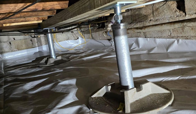 Crawl space jacking and power post installation