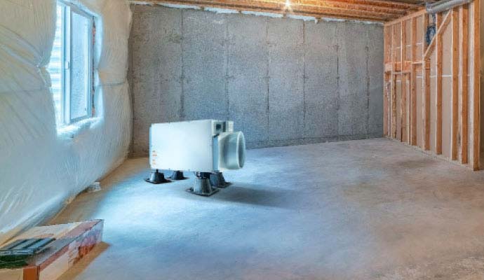 Installed dehumidifier in basement