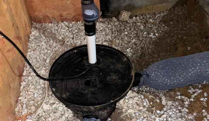Installed sump pump