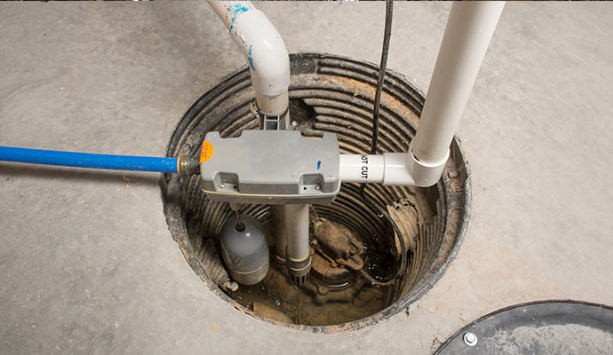 New installed sump pump in basement