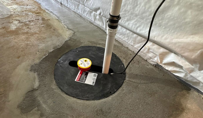 Sump pump installed in basement