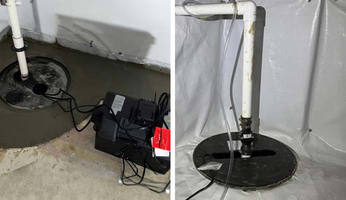 Collage of sump pump repair services