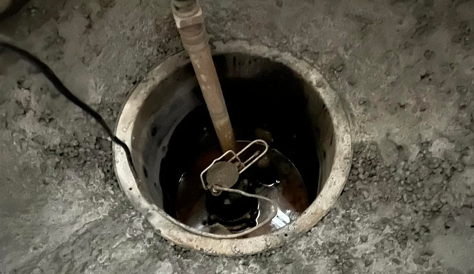 Sump pump repair in progress